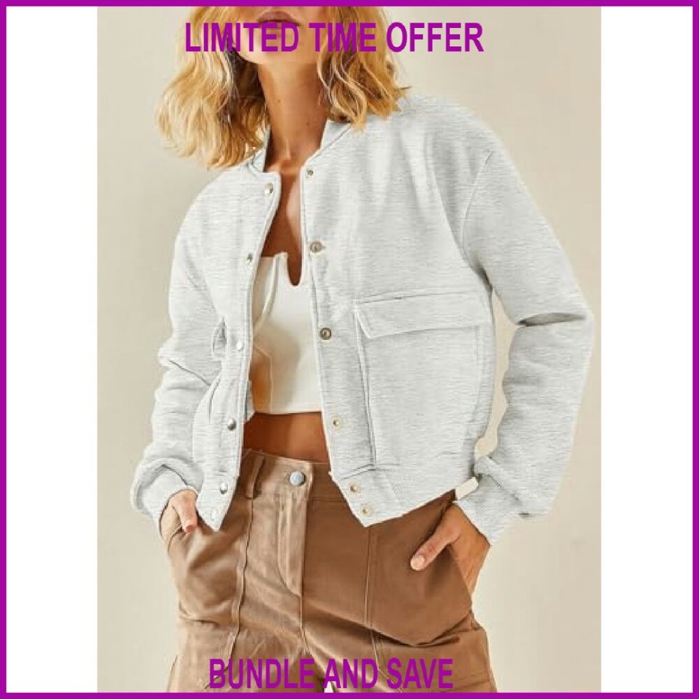 Lightweight Cropped Shacket Jacket With Pockets, … - image 3